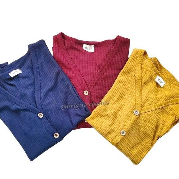 BIBI Long Sleeve Light Waffled Tops - Picture 9 of 13